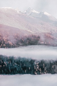 Foggy mountains in the Alps, Italy