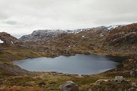 View of lake among the mountains