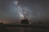 Starry night sky at Washington Coast, USA