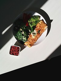 Healthy Paleo breakfast with shadow overlay
