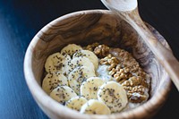 Oatmeal with Chia, banana, and walnuts