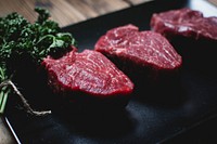 Raw beef steaks