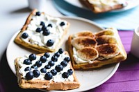 Homemade blueberry and banana waffles
