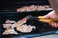 A beef steaks barbeque grill