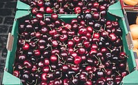 Red cherries at the market