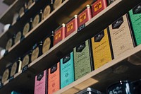 Premium boxes of tea on shelves