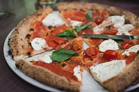 Pizza Margherita with San Marzano tomatoes food photography