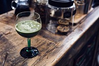 Matcha cocktail in a bar