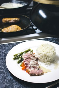 Duck breast with vegetables