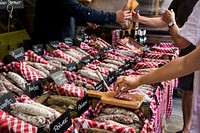 Various sausages at market