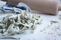 Fresh spinach tagliatelle food photography