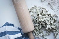Fresh spinach tagliatelle food photography