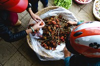 Fresh rambutan for sale in an Asian market