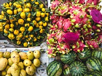 Various fresh fruits at the market