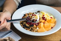 Fresh homemade granola with fruits