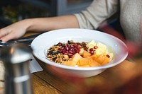 Fresh homemade granola with fruits