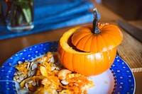 Carving a pumpkin for Halloween decoration