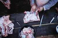 Butcher at work