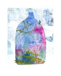 Blue bottle abstract wall art print and poster.