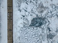 Drone shot of a frozen lake