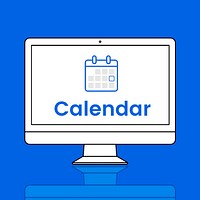 Illustration of personal organizer calendar on computer