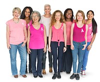 A group of women representing breast cancer awareness