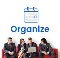 People planning with illustration of personal organizer calendar