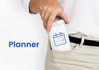 Illustration of personal organizer calendar on mobile phone