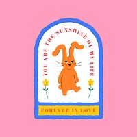 Cute rabbit badge vector forever in love