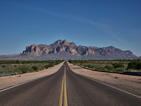 The Superstition Mountains, a condensed chain of peaks near Tortilla Flat, Ariizona, east of Phoenix, are a designated federal wilderness area, popular with hikers and those wanting an interesting view of the sprawling Phoenix metropolitan area.