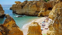 Beach view of a little cove in Portugal.