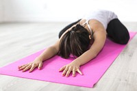 Free woman doing yoga pose photo, public domain sport CC0 image.