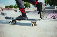 Free person rides skateboard photo, public domain sport CC0 image.