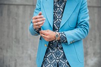 Free person in blue wearing watch photo, public domain accessory CC0 image.