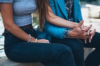 Free young stylish couple holding hands image, public domain CC0 photo.