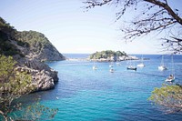 Free sailboat in blue sea image, public domain CC0 photo.