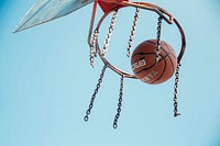 Free basketball goal closeup photo, public domain sport CC0 image.