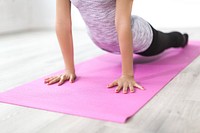 Free woman doing yoga pose photo, public domain sport CC0 image.