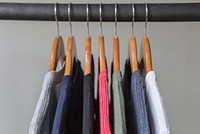 T-shirts on a hanger. Free public domain CC0 photo.