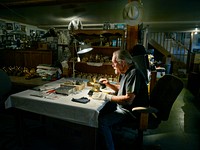 Artist and moldmaker John Billings works on the latest set of Grammy Award trophies, which he crafts in his Ridgway, Colorado, basement workshop. Original image from <a href="https://www.rawpixel.com/search/carol%20m.%20highsmith?sort=curated&amp;page=1">Carol M. Highsmith</a>&rsquo;s America, Library of Congress collection. Digitally enhanced by rawpixel.