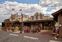 The Double Eagle Trading Company in Williams, a small town in northern Arizona, south of Grand Canyon National Park. Original image from <a href="https://www.rawpixel.com/search/carol%20m.%20highsmith?sort=curated&amp;page=1">Carol M. Highsmith</a>&rsquo;s America, Library of Congress collection. Digitally enhanced by rawpixel.