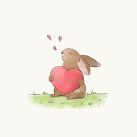 Bunny rabbit holding a red heart