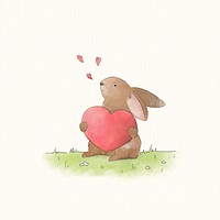 Bunny rabbit holding a red heart