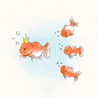 Goldfish following their fish king