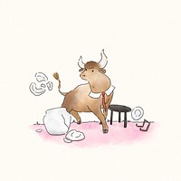 Stressed bull making a mess