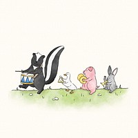 Skunk marching to his own drum