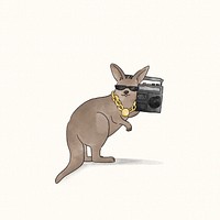 Kangaroo listening to hip hop music