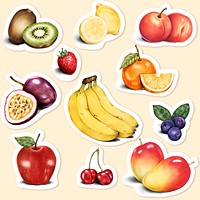 Summer fruits illustration psd sticker 