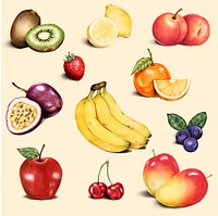 Hand drawn tropical fruits collection illustration