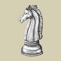 Hand-drawn chess knight illustration